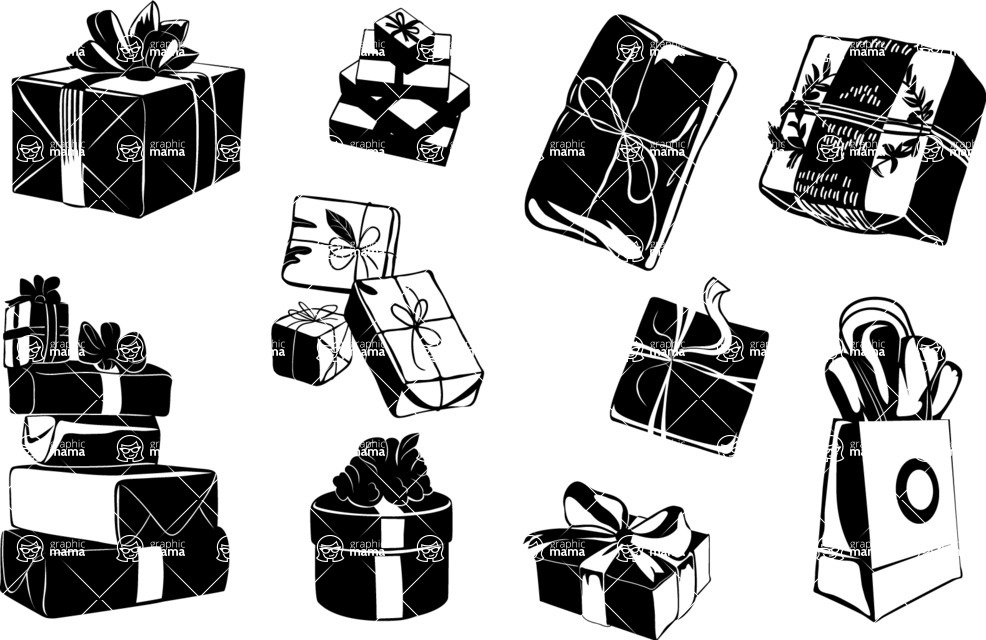 Vector silhouettes -  Vector Gift Silhouettes Set